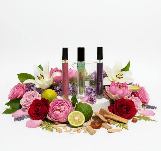 100% natural eau de parfum spray trio pack with floral notes by Lazaval Perfumes