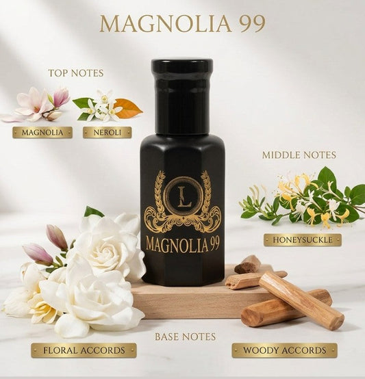 A 100% natural magonlia flower perfume oil made by Lazaval Perfumes in Australia from local and imported ingredients.