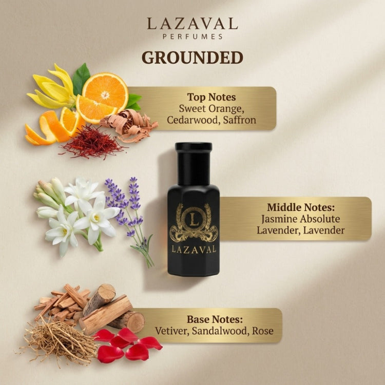 Groudned - A 100% Natural Perfume oil  made by Lazaval Perfumes Australia