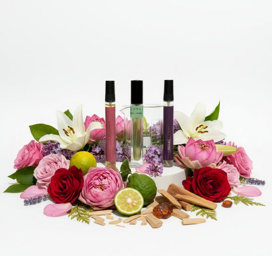 100% natural eau de parfum spray trio pack with floral notes by Lazaval Perfumes