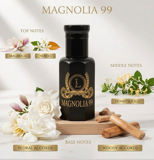 A 100% natural magonlia flower perfume oil made by Lazaval Perfumes in Australia from local and imported ingredients.