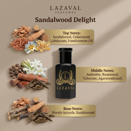 Sandalwood Delight is a 100% natural perfume oil made in Australia by Lazaval Perfumes